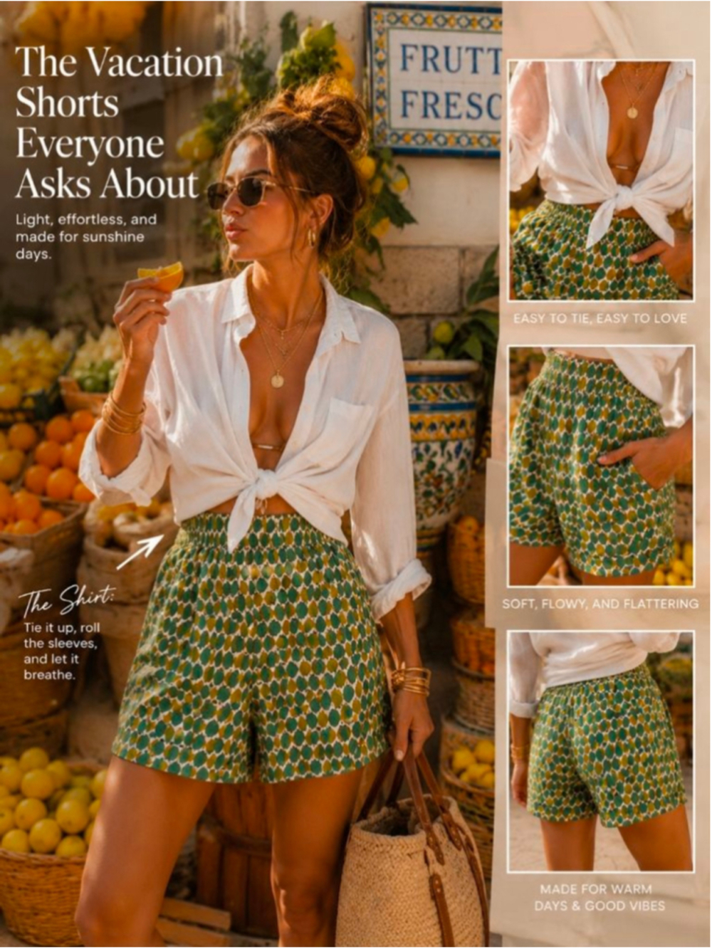 Daughters of Liberation Pear Print Flowy Shorts Boho Resort Summer Mini Shorts